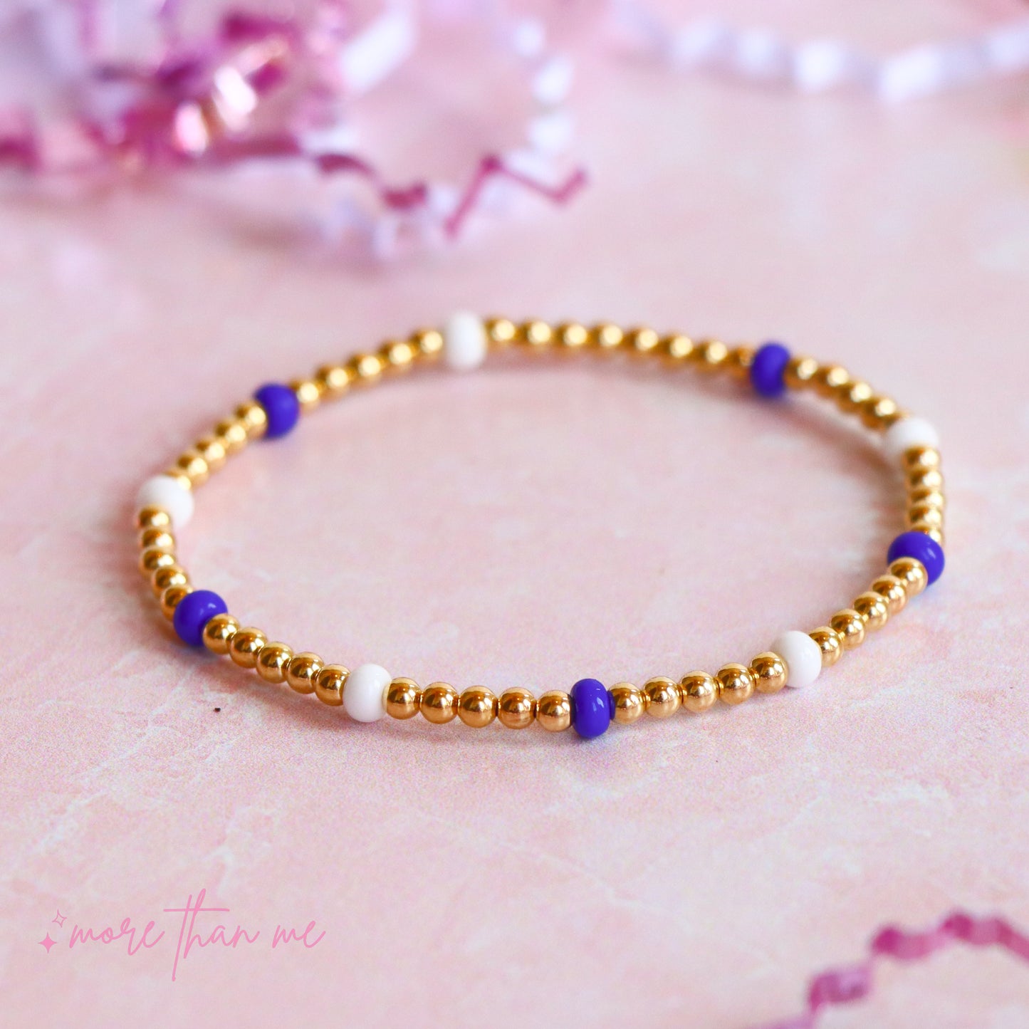 blue & white blakely beaded bracelet