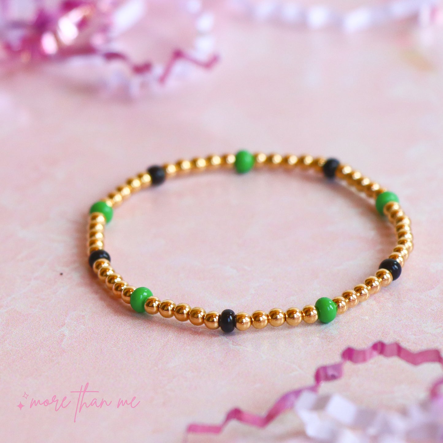 green & black blakely beaded bracelet