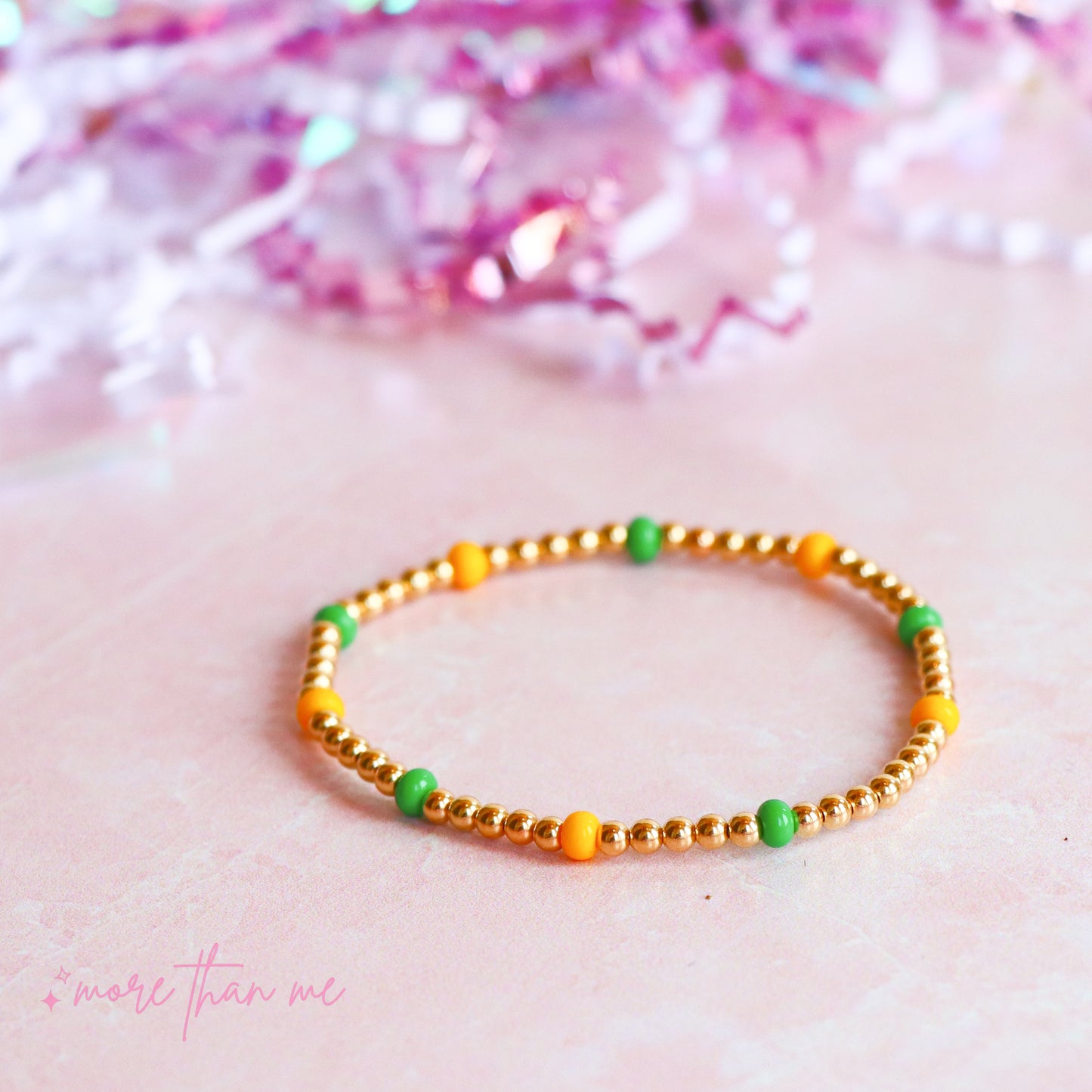 green & gold blakely beaded bracelet
