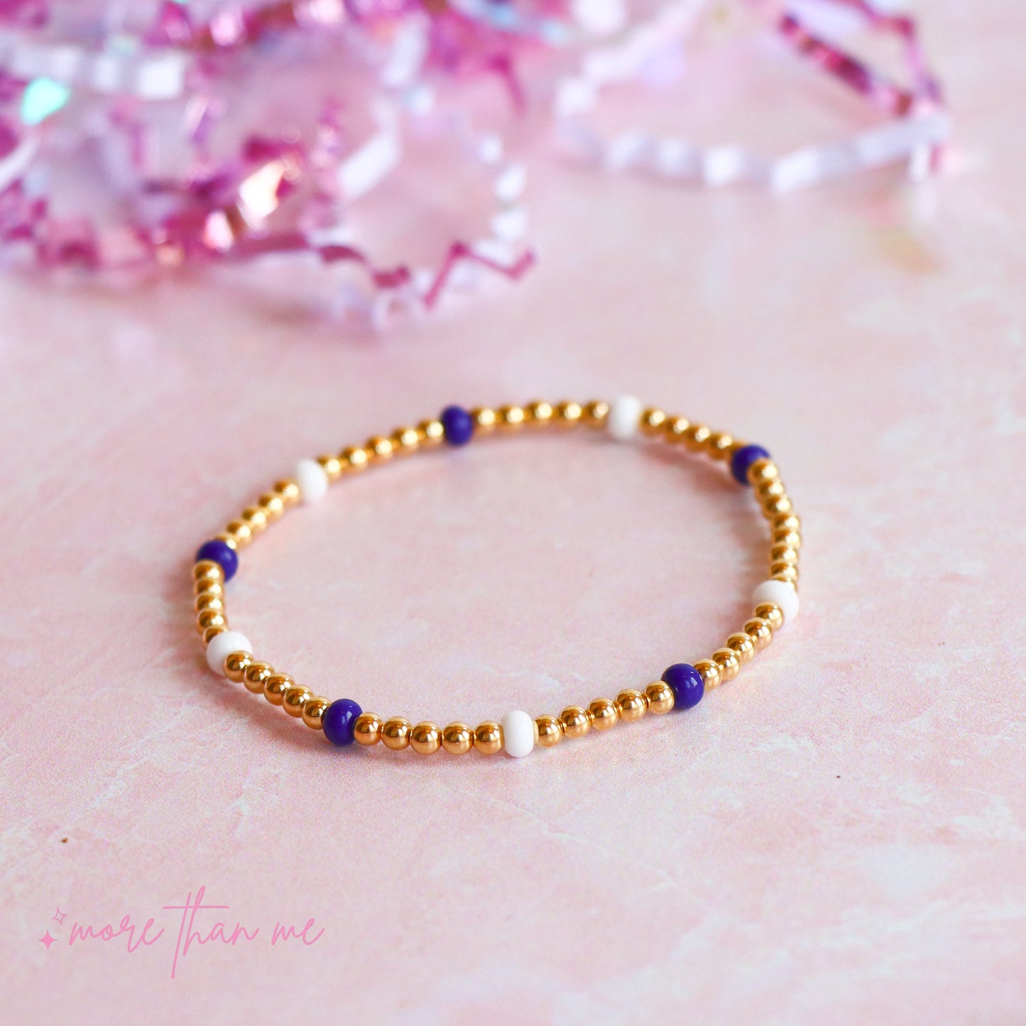 navy & white blakely beaded bracelet