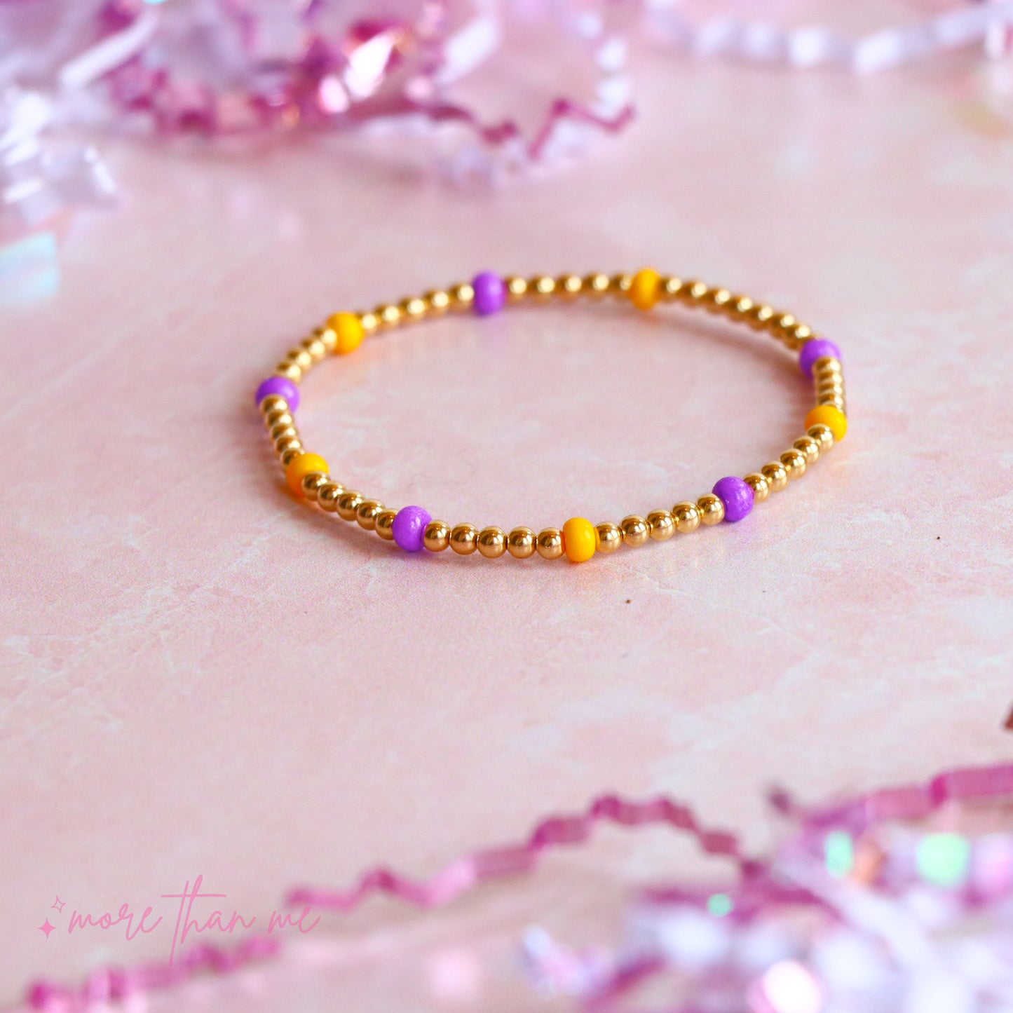 purple & gold blakely beaded bracelet