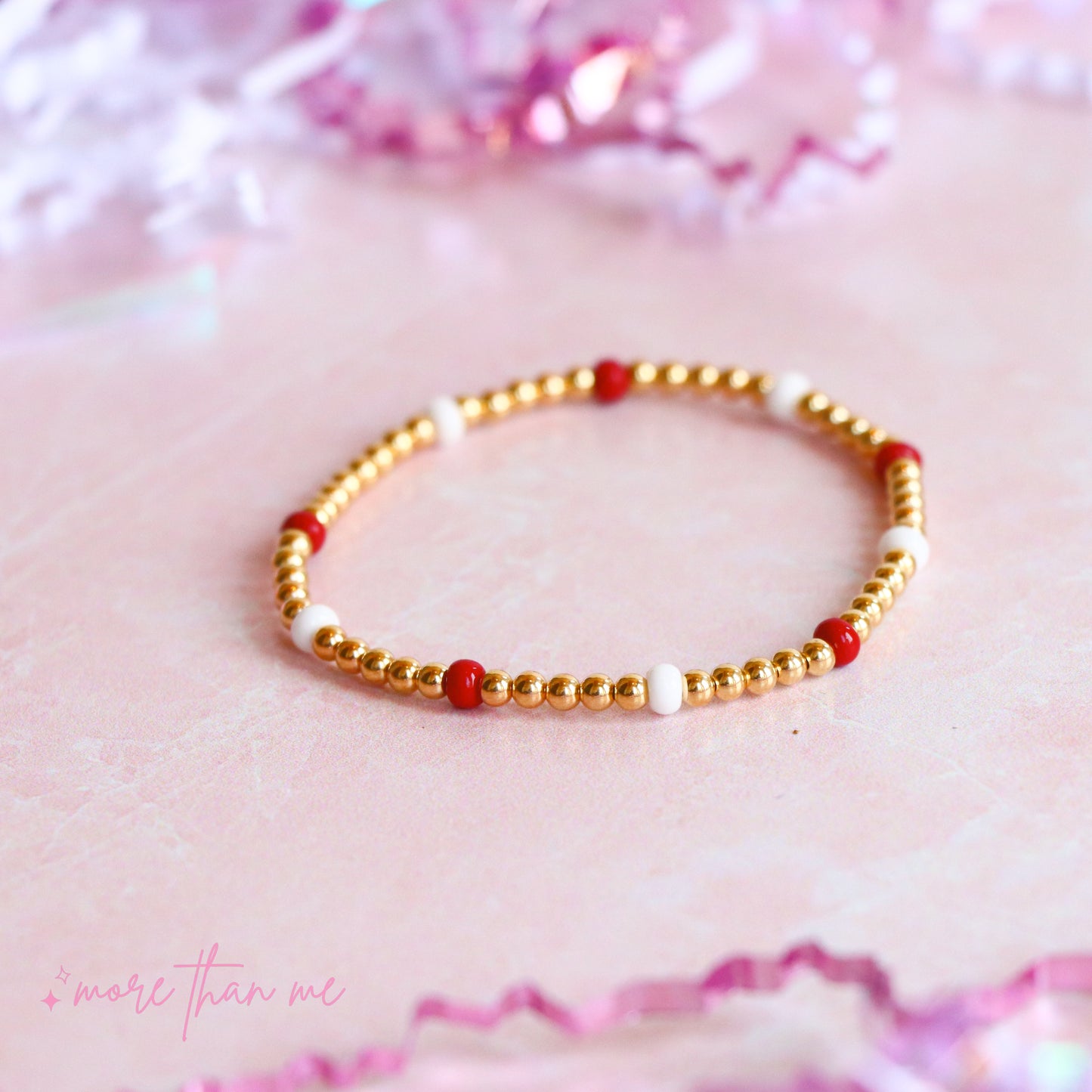 crimson & white blakely beaded bracelet