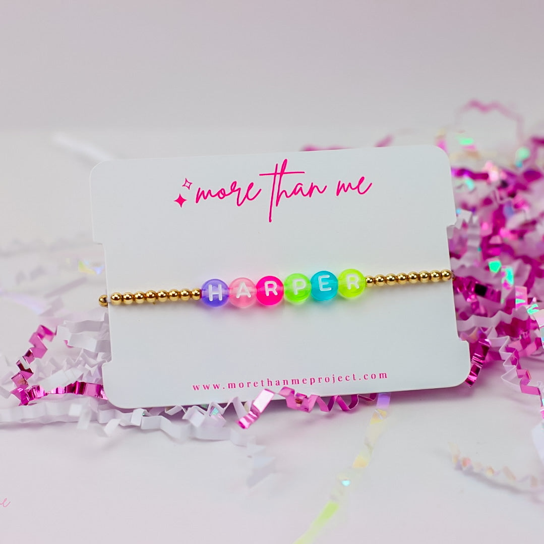 custom name bracelet- bright multi