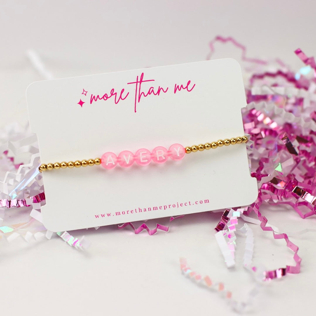 custom name bracelet- light pink and white