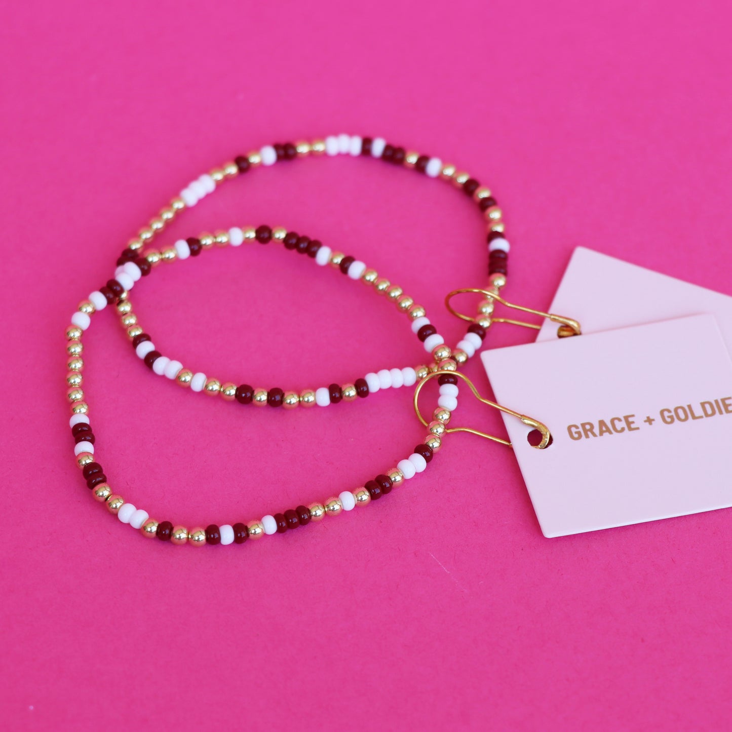 color pop bracelet {maroon & white}