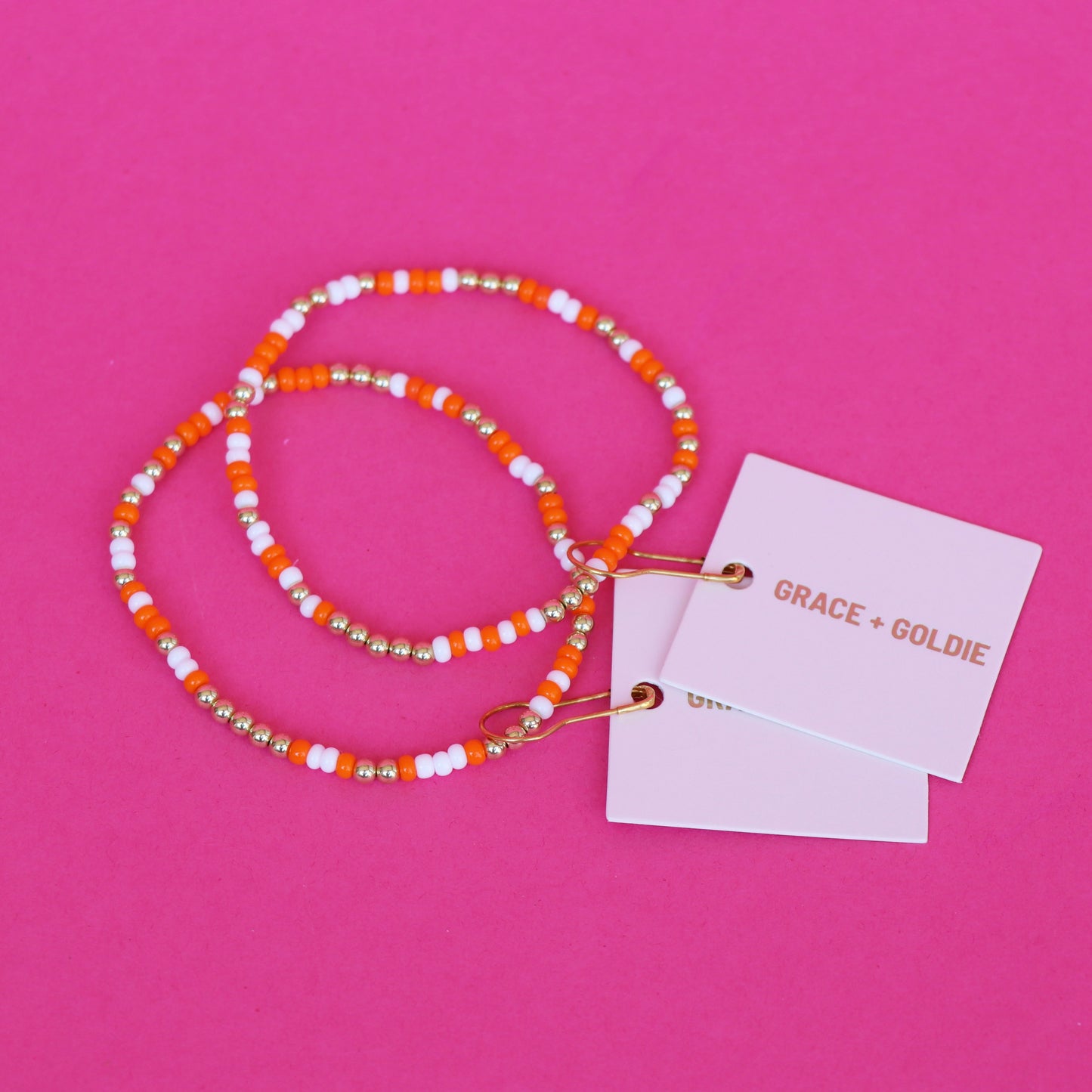 color pop bracelet {orange & white}