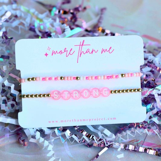 think pink {strong} pink bracelet set