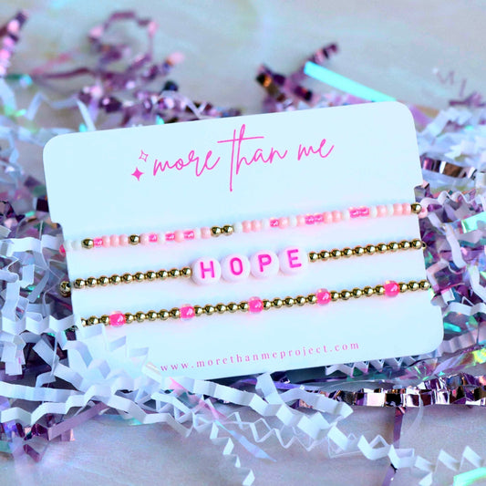 think pink {hope} white trio stack