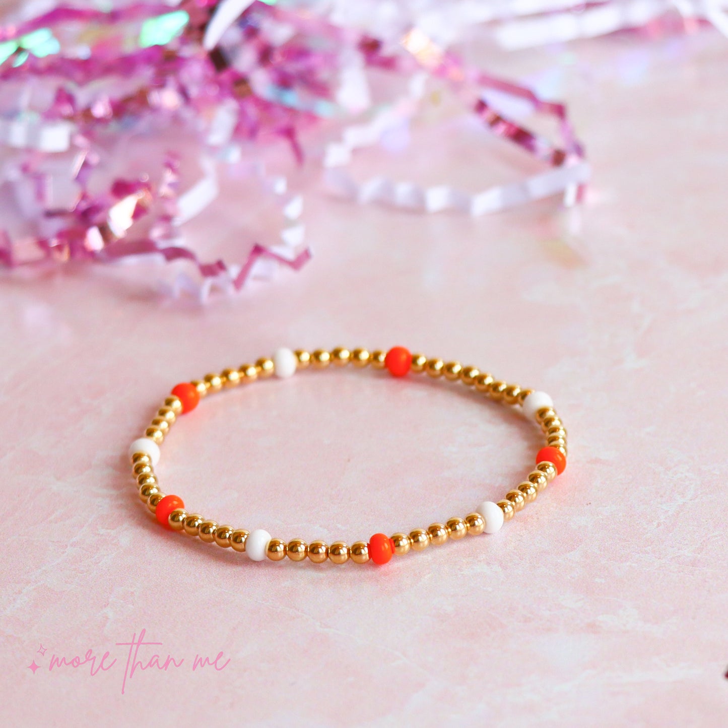 orange & white blakely beaded bracelet