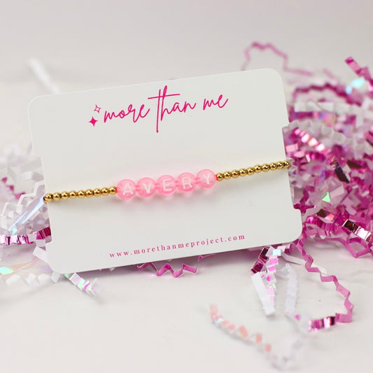 custom name bracelet- light pink and white