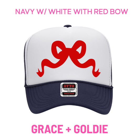 PRE-SELL navy & white with red bow