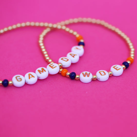 custom game day bracelet {navy & orange}