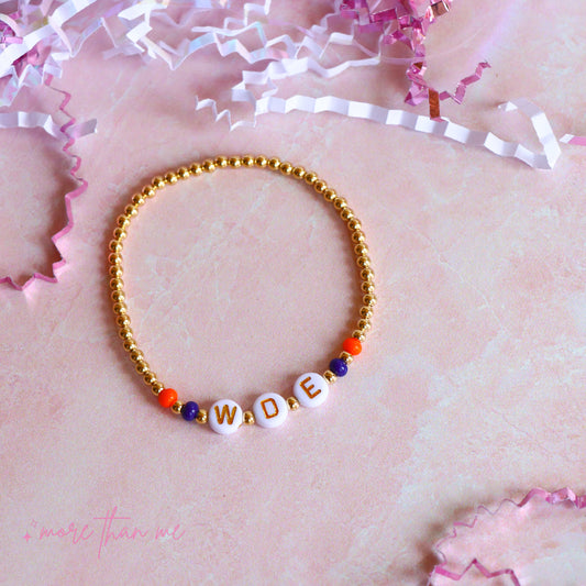 custom orange & navy game day beaded bracelet