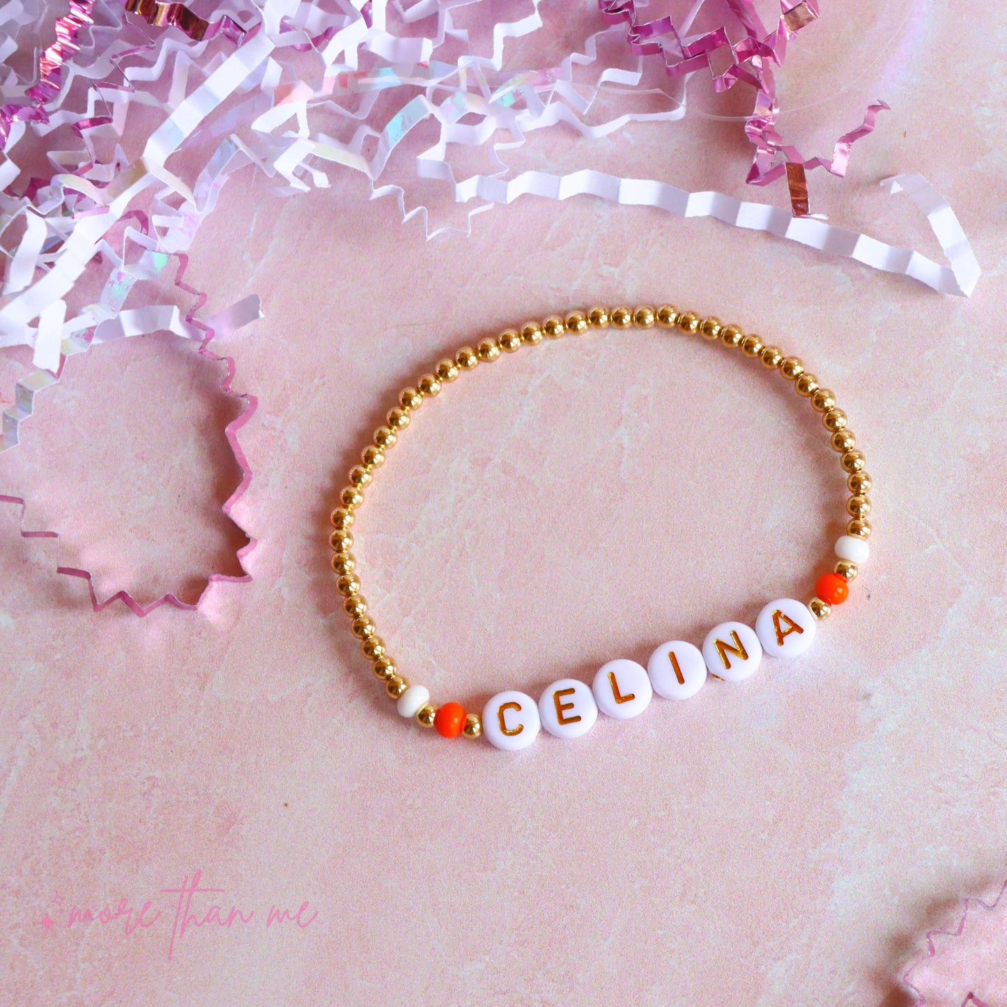 custom orange & white game day beaded bracelet