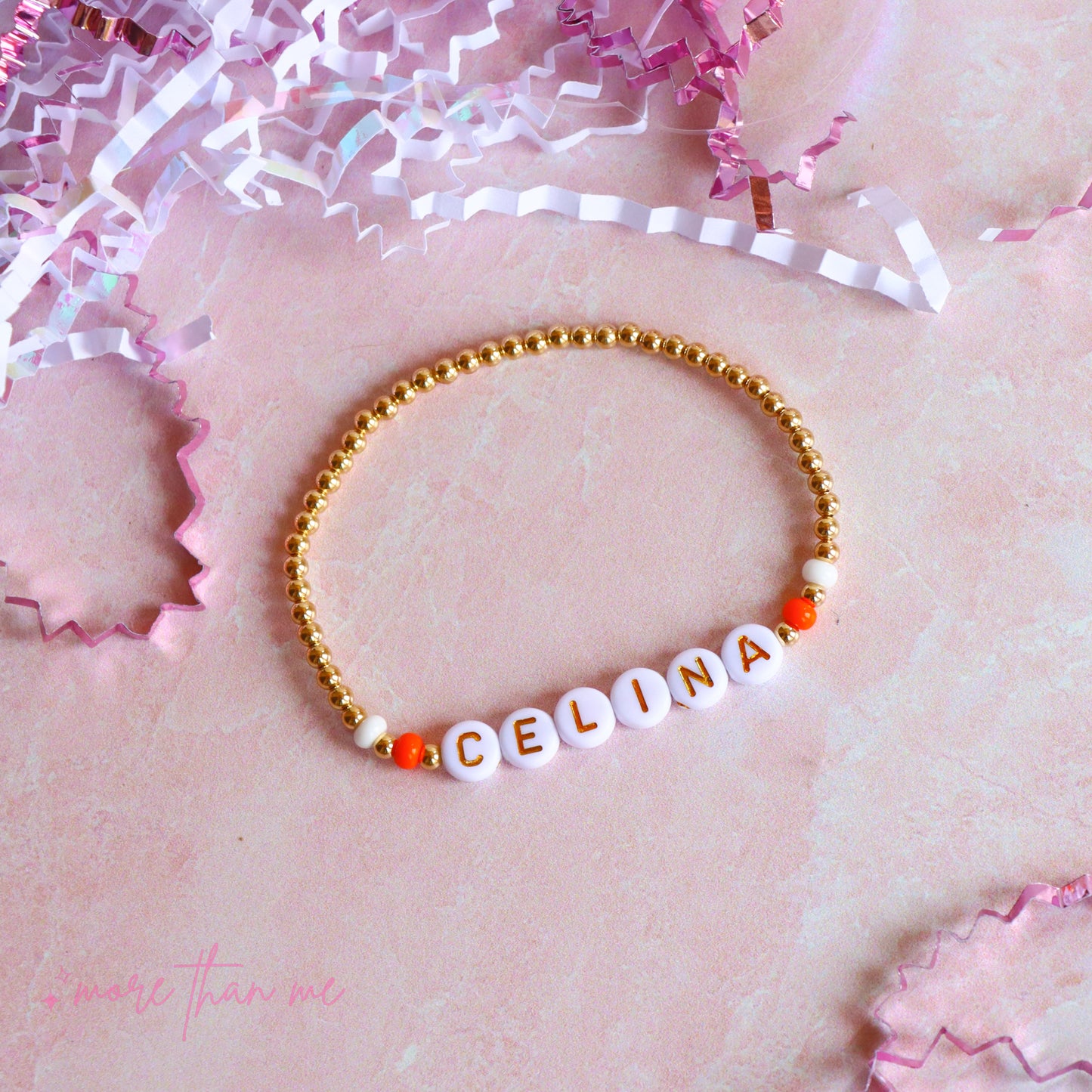 custom orange & white game day beaded bracelet