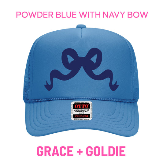 PRE-SELL powder blue with navy bow