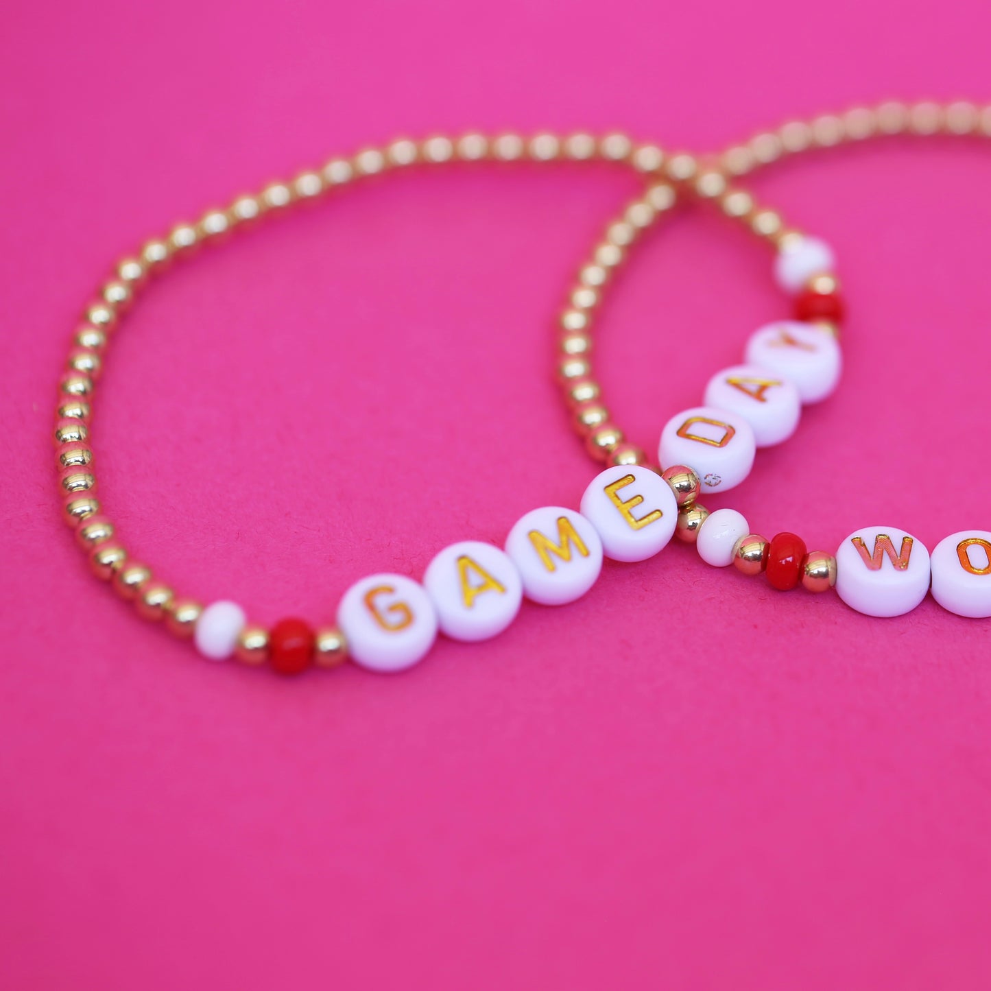 custom game day bracelet {red & white}