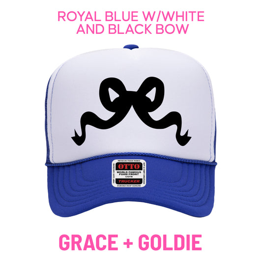 PRE-SELL royal blue & white with black bow