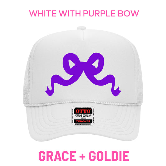PRE-SELL white with purple bow